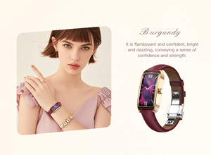 Dora T Lady <b>Smart</b> Sport <b>Bracelet</b> with Heart Rate Monitor Call Reminder IP68 Waterproof Leather Band - Product Image 6