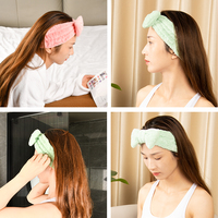 Bandeau en polaire corail à séchage rapide, doux, avec nœud, pour maquillage, douche et spa – Vente chaude, vente en gros directe usine, broderie personnalisée