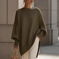 Pull-over ample à col rond et manches longues pour femme, style streetwear automne-hiver 2026, en polyester de couleur unie, inspiré des tendances européennes et américaines.