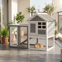 Cage à lapins d'extérieur en bois massif avec design respirant, grande cage d'élevage de qualité commerciale pour usage en extérieur