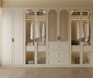 Elegant Modern Durable Eco-Friendly Solid Wood <strong>Wardrobe</strong> Raised Panel <strong>Doors</strong> <strong>2</strong> Drawers 5 Shelves Bedroom Home Furniture Hotel - Product Image 1