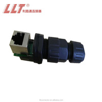 Connecteur RJ45 à angle droit pour montage sur panneau frontal LLT avec câble, étanche