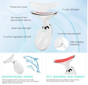 Masajeador facial Masajeador de cuello Dispositivo de belleza de rejuvenecimiento de luz de siete colores para levantar y tensar la piel - Product Image 5