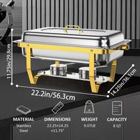Réchaud pliable en acier inoxydable de 11 L, plat à chafing en métal pour hôtel, restaurant, buffet, pour buffet et traiteur