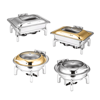 Marmite Chafing Professionnelle Roulante Or Pour Mariage, Chauffe-Plats, Buffet Traiteur en Acier Inoxydable