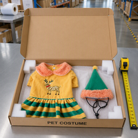 Costume de Noël pour chien MEIQIPETBABY, robe en velours doré, broderie de renne, jupe rayée, chapeau d'elfe, ensemble 2 pièces
