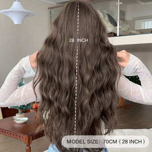 شعر مستعار منتوف داكن شعر مستعار طويل مموج فضفاض مع الانفجارات الاصطناعية العصرية عالية الجودة مقاومة للحرارة شعر مستعار أسود للنساء والفتيات - Product Image 5