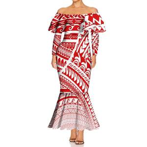 فستان حورية البحر مزدوج مخصص جديد طباعة هاواي تصميم فستان طويل قبالة الكتف فستان طويل الأكمام سيدة ذيل السمكة - Product Image 4