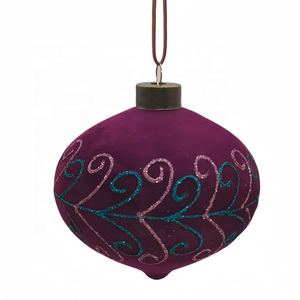 Set di 3 pezzi viola rosso ornamento di natale con paillettes appeso albero di natale pallina di vetro soffiato a mano palla decorazione natalizia - Product Image 3