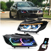 Phare LED RGB E90 E91 Série 3, Phare Modifié DRL 2005-2012 avec Animation de Démarrage, Mise à Niveau Lampe Avant Colorée pour BMW