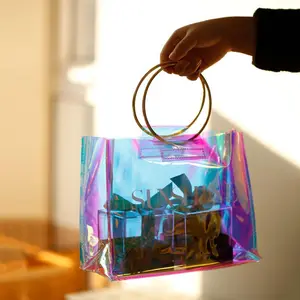 Starlight Радуга ПВХ лазерная сумка пользовательская прозрачная сумка Роскошная модная Свадебная подарочная упаковка шоппинг голографическая Сумка-тоут
