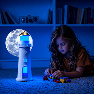 Fashion Full <b>RGB</b> 7 Color Dimmable Moon Lighthouse Rechargeable LED Projection Night Light Modern DIY Design Bedroom Use USB - Product Image 6