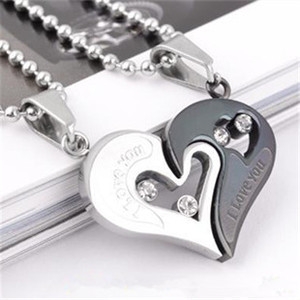 Collier de couple avec pendentif en forme de cœur, puzzle en forme de cœur, deux moitiés de cœur assorties pour les amoureux, cadeau pour la fête des amoureux, collier assorti - Product Image 3