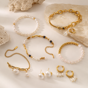 Pulsera Infantil Elegante de Acero Inoxidable con Baño de Oro de 18k y Perlas de Agua Dulce Irregulares, Ideal para Aniversario - Product Image 3
