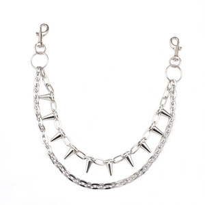 Double Layer Spike <b>Waist</b> <b>Chain</b> Zinc Alloy Hip Hop Style Fashion Accessory For Daily Wear - Product Image 4