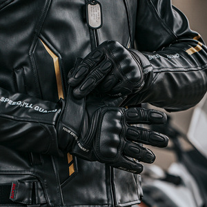 Speedy Motorcycle Leather Full-Finger <b>Gloves</b> Winter Windproof <b>Touchscreen</b> Men's Riding Gear - Product Image 1