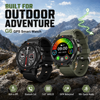 Montre connectée GPS de sport G6 pour homme, prix de gros, écran AMOLED 1,43'', appels Bluetooth, étanche 5ATM