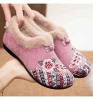 Sepatu Wanita Klasik Anti-Selip Lembut Model Barefoot Berlapis Bulu Imitasi Sol PVC Tren Fashion Slip-On Kasual Musim Gugur/Dingin untuk Ibu