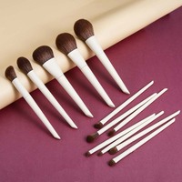 Ensemble de 12 pinceaux de maquillage en poils synthétiques vegan Gracedo, logo personnalisé, taille de voyage, qualité professionnelle, brosse à raser en bois de luxe