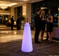 Table de bar haute LED lumineuse rechargeable, design moderne, mobilier commercial pour hôtel, boîte de nuit, terrasse, plage