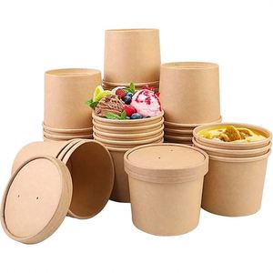 High Quality Disposable Paper Bowls <b>Containers</b> for Ice Cream Beverage Cookie Sandwich-Customized Size Full Color Printing - Product Image 1