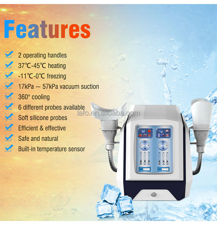 360 Degree Cooling Cryo 2 Handles Cryo Cryotherapy Fat lipolysis Criolipolisis Machine with different cryo cups LF-268A