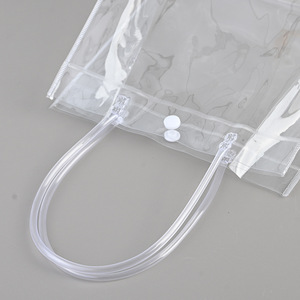 Sac à fermeture éclair en PVC transparent personnalisé, estampage à chaud, recyclable, respectueux de l'environnement, sac promotionnel, sac de shopping avec poignées, supermarché - Product Image 4