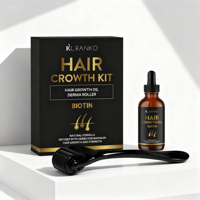 Kit de croissance de cheveux d'huile de sérum de croissance de barbe avec rouleau de Derma biotine plus épais cheveux plus pleins repousse empêche l'amincissement de perte de cheveux de cuir chevelu