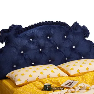 وسادة بجانب السرير زرقاء الياقوت قابلة للإزالة على الطراز الأوروبي وسادة كريستال مثلث حماية الخصر ظهر كبير