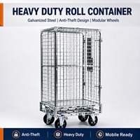 Conteneur de sécurité sur roulettes avec côtés amovibles en acier galvanisé, verrouillable, pour le stockage de marchandises logistiques