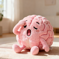 Peluche personnalisée en forme de cerveau rose de dessin animé, adorable peluche de dessin animé, poupée d'accompagnement, cadeaux de poupée de guérison, vente directe d'usine, vente en gros