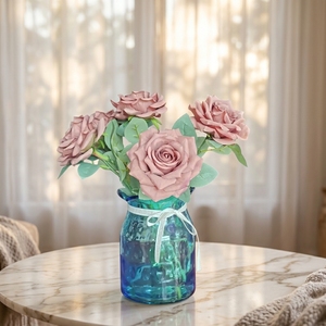Rosas Artificiales Realistas, Ramo de Rosas de Seda Rosa, Flores Artificiales para Bodas, Decoración del Hogar, Centro de Mesa, Accesorios de Fotografía - Product Image 1