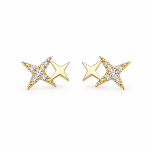 Pendientes Minimalistas con Diseño de Estrella de Cuatro Puntas, Joyería de Moda para Mujer, Elegante para Uso Diario, Regalo - Product Image 1