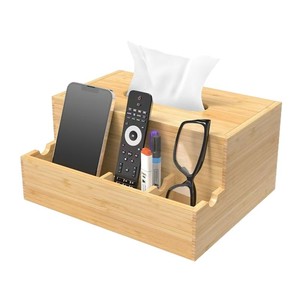 Caja de pañuelos de madera de bambú, organizador de almacenamiento de escritorio, madera maciza, para uso doméstico, dormitorio, cocina, oficina - Product Image 3