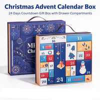 Boîte de calendrier de l'avent de Noël à 24 tiroirs, boîte cadeau rigide personnalisée pour compte à rebours de Noël