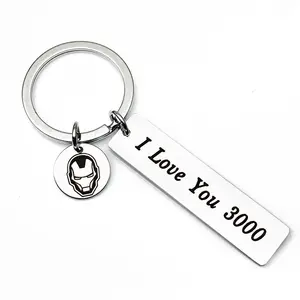I Love You 3000 Iron Man keyring stainless steel bar keychain lover gift
