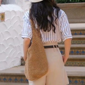 Nuevo Bolso de Paja de Gran Capacidad para Otoño, con Dos Correas, Cierre de Cremallera, Forro de Poliéster, Diseño Tejido Suave, Bolso Casual de Playa para Mujer - Product Image 6
