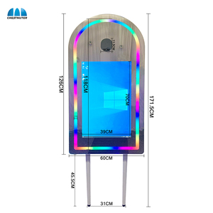Cabina de Fotos Portátil de 32 Pulgadas para Fiestas con Soporte de Altura Ajustable, Espejo Táctil Arqueado con Pantalla de <span class=keywords><strong>360</strong></span> Grados - Product Image 1