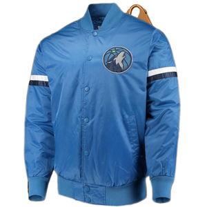 Chaqueta Bomber de satén personalizada, apliques bordados, ropa de calle de poliéster 100%, Béisbol Vintage, azul cielo, letras, arranque de invierno - Product Image 1