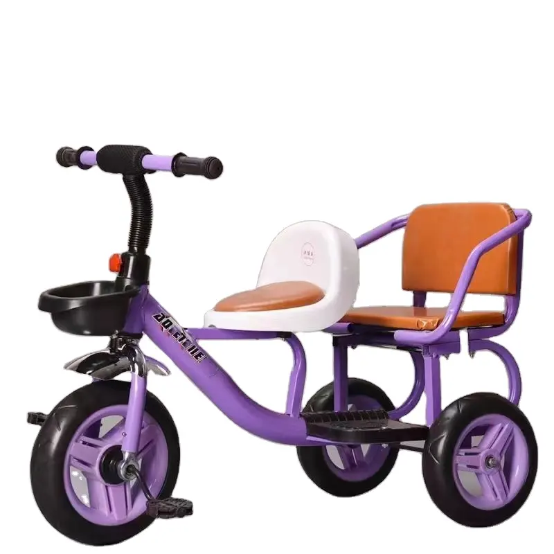 מפעל ילדים צעצוע תלת אופן עבור תאומים זולים ילדים דו-אופן מושב כפול עם דוושות לרכב