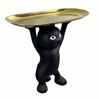 Organisateur de clés créatif en forme de chat de dessin animé à double plateau, ornement de bureau décoratif, plateau cadeau élégant et accrocheur