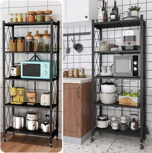 Estante <span class=keywords><strong>de</strong></span> Almacenamiento Metálico Plegable <span class=keywords><strong>de</strong></span> 5 Niveles con Ruedas, Unidades <span class=keywords><strong>de</strong></span> Estantería con Recubrimiento en Polvo Sin Pernos - Product Image 6
