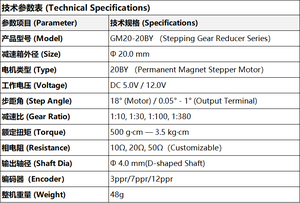 มอเตอร์สเต็ปเปอร์ PM ขนาดเล็ก 20BY <span class=keywords><strong>5V</strong></span> 12V เส้นผ่านศูนย์กลาง 20 มม. แรงบิดสูง แม่เหล็กถาวร พร้อมเอนโค้ดเดอร์ สำหรับวาล์วความแม่นยำสูง - Product Image 3