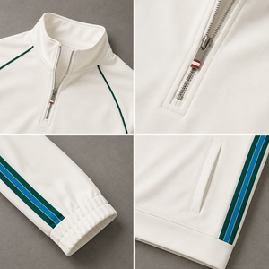 <b>Men's</b> Quarter-Zip <b>Pullover</b> Sweatshirt Solid Color Contrast Stripe Front Logo Regular Fit All Seasons Lightweight Breathable - Product Image 4