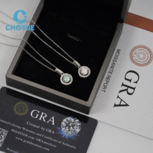 Collar con Colgante de Moissanita Redonda de 6.5MM en Plata de Ley 925, Joyería Fina Personalizada de Moda para Mujer - Product Image 3