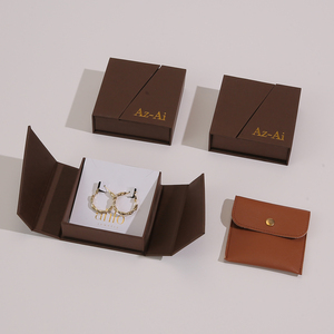 Boîte à bijoux en carton à double porte avec logo personnalisé, boîte à collier, boîte à pendentif, boîte à boucles d'oreilles de luxe avec rubans - Product Image 6