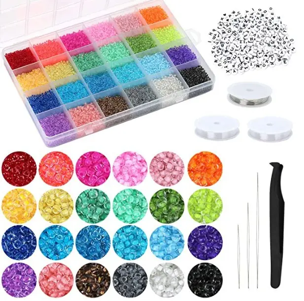 DIY jewellery 2mm 48 Colors Jewelry Making Kit Small Glass Bead Alphabet Smiley Beads for Bracelets Earrings Necklaces Making