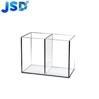 Kit d'aquarium de bureau JSD Ultra White Black Glass à double compartiment pour poissons Betta, pour la maison et le bureau