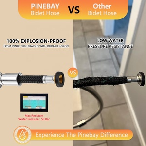 Распродажа аксессуаров для ванной комнаты PINEBAY, матовый черный латунный клапан горячей и холодной воды из нержавеющей стали, распылитель для биде - Product Image 3