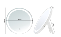 Miroir de Maquillage LED Intelligent à Cadre Métallique Rond, Style Moderne et Luxueux, avec Commande Tactile, Éclairage et Fonctionnalités Personnalisées pour Hôtels